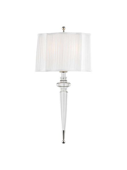 Tipton 2-Light Slender Crystal Sconce in Polished Nickel.